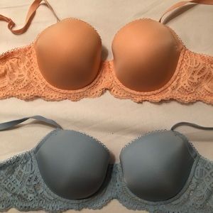 TWO Victoria’s Secret Dream Angels lightly-lined demi bras, 34D.